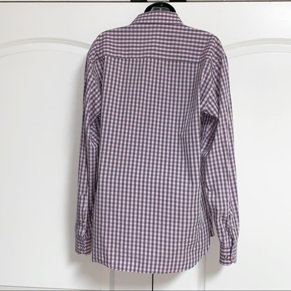 Jared Lang Check Gingham Gray Pink Button Down Sh… - image 5